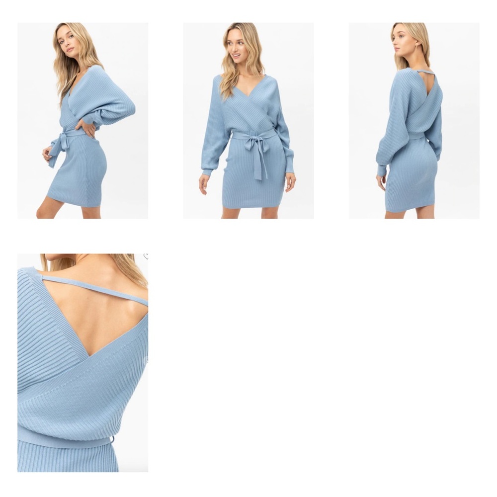 Wrap sweater dress in Blue